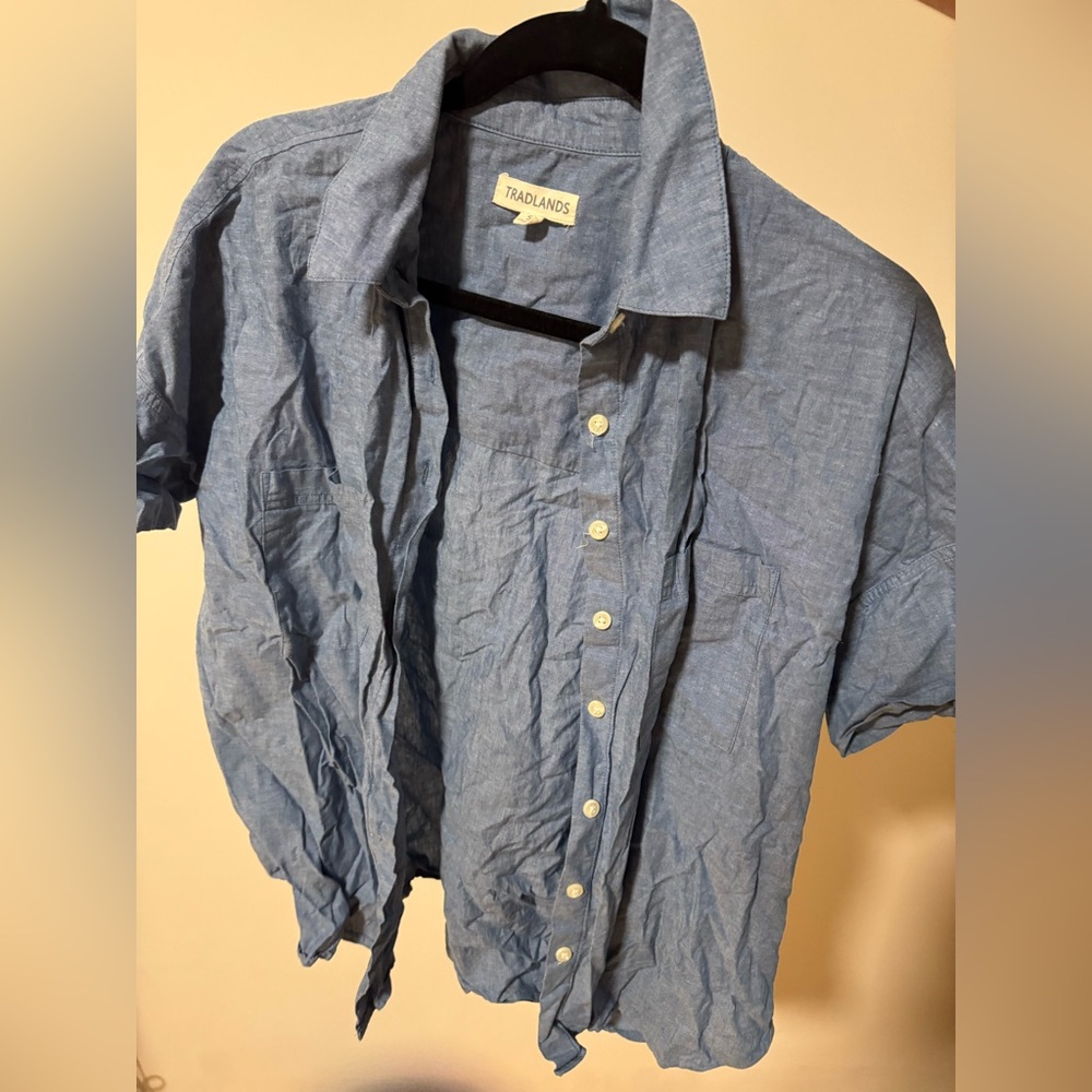 Tradlands Chambray Blue Casual Button Down Shirt
